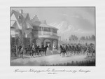 Unbekannter Künstler - Parade der Chevaliergarde vor dem Cottage-Palast im Alexandria-Park von Peterhof