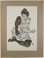 Schiele, Egon - Sitzende Frau mit angezogenen Beinen