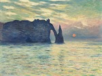 Monet, Claude - Felsen, Étretat, Sonnenuntergang
