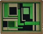 Suetin, Nikolai Michailowitsch - Suprematische Komposition mit Schwarz und Grün