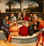 Cranach, Lucas, der Jüngere - Martin Luther unter den Aposteln beim Abendmahl. Mitteltafel des Reformationsaltars