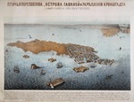 Unbekannter Künstler - Die Insel, Hafen und Festungen von Kronstadt aus der Vogelperspektive