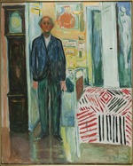Munch, Edvard - Selbstporträt. Zwischen Uhr und Bett