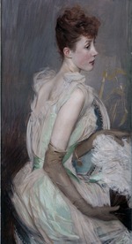 Boldini, Giovanni - Porträt von Comtesse De Leusse, geb. Berthier