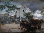 Boldini, Giovanni - Landschaft mit Pferden (Rennende Pferde)