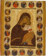 Russische Ikone - Gottesmutter der Rührung mit den erwählten Heiligen