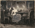 Sokolow, Pjotr Petrowitsch - Eheleute Manilow. Illustration zum Poem Die toten Seelen von N. Gogol
