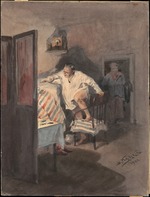 Makowski, Wladimir Jegorowitsch - Tschitschikow zu Besuch bei Korobotschka. Illustration zum Roman Die toten Seelen von N. Gogol