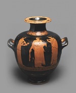 Antike Vasenmalerei, Attische Kunst - Hydria (Kalpis) mit einer Szene im Gynaikonitis. Attische Vasenmalerei