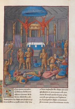 Fouquet, Jean - Die Schändung des Tempels in Jerusalem durch Pompeius. Illustration in Flavius Josephus Jüdische Altertümer (Antiquitatum Iuda