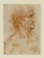 Leonardo da Vinci - Männlicher Kopf, mit Lorbeer gekrönt