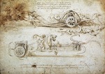 Leonardo da Vinci - Skizze eines Sichelstreitwagens