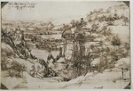 Leonardo da Vinci - Landschaft mit Fluss (Landschaft des Arno-Tals oder Arnolandschaft)