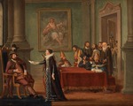 Hilleström, Pehr - Christina Gyllenstierna mit dem Geleitbrief vor dem König Christian II.