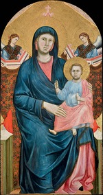 Giotto di Bondone - Thronende Madonna mit Kind und zwei Engeln