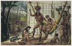 Debret, Jean-Baptiste - Häuptlingsfamilie der Camacan schmückt sich für ein Fest. Illustration aus Voyage pittoresque et historique au Brésil