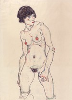 Schiele, Egon - Stehender Akt mit Strümpfen