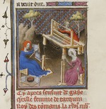 Unbekannter Künstler - Stickerei. (Detail einer Buchminiatur aus De claris mulieribus von Giovanni Boccaccio)