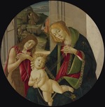 Botticelli, Sandro - Madonna und Kind mit dem Johannesknaben und Heiligen Franziskus, die Stigmata empfangend