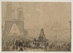Dugourc, Jean-Démosthène - Ankunft des Trauerzuges mit den sterblichen Überresten von Ludwig XVI. und Marie-Antoinette in Saint-Denis am 21. Januar 1815