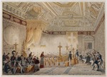 Chasselat, Charles Abraham - Die Aufbahrung von Ludwig XVIII. im Thronsaal des Palais des Tuileries, September 1824