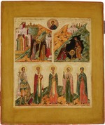 Russische Ikone - Die erste und zweite Auffindung des wahren Hauptes Johannes des Täufers