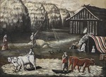 Pirosmani, Niko - Der Dreschhof. Abend