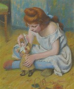 Zandomeneghi, Federico - Mädchen, mit einer Puppe spielend