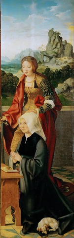 Cleve, Joos van - Heilige Katharina mit Stifterin (Flügelaltar, rechte Tafel)