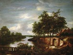 Ruisdael, Jacob Isaacksz, van - Flusslandschaft mit Kellereingang