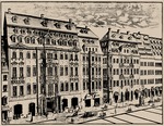 Schreiber, Johann Georg - Katharinenstraße in Leipzig. Im Zentrum - das Café Zimmermann, wo das Collegium Musicum wöchentlich Kammermusikkonzerte veransta