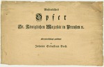 Bach, Johann Sebastian - Titelseite des Musicalischen Opfers von Johann Sebastian Bach. Erstdruck