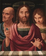 Yáñez de la Almedina, Fernando - Christ der Erlöser zwischen Heiligen Petrus und Johannes