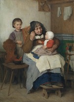 Anker, Albert - Grossmutter, ihrem Enkelkind die Suppe gebend
