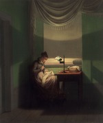 Kersting, Georg Friedrich - Junge Frau, beim Schein einer Lampe nähend