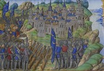 Unbekannter Künstler - Hannibal mit seiner Armee vor Neapel. Miniatur aus: Vie d'Hannibal von Plutarch