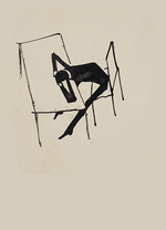 Kafka, Franz - Mann am Tisch. Illustration zum Roman Der Prozess. (Aus dem Schwarzen Notizbuch)
