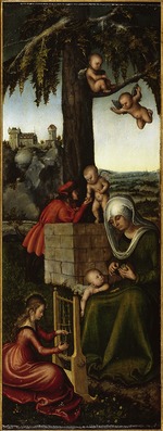 Cranach, Lucas, der Ältere - Die Erziehung der Jungfrau Maria. (Rechter Flügel eines Marienaltars)