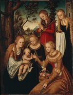 Cranach, Lucas, der Ältere - Maria mit dem Jesusknaben und den Heiligen Katharina, Dorothea, Margaretha und Barbara (Sogenannte Verlobung der Hl. Katharina