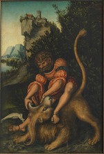 Cranach, Lucas, der Ältere - Simson im Kampf mit dem Löwen