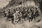 Cerny, Venceslav - Heiliger Wenzel und seine Ritter von Blanik reiten aus dem Berg heraus. Illustration aus Stare povesti ceske von Alois Jirasek