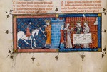Unbekannter Künstler - Perceval erreicht die Gralsburg. Aus Perceval ou Le Conte du Graal von Chrétien de Troyes