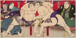 Kunitoshi, Utagawa - Ringkampf Umegatani Rodachi gegen Kimura Shonosuke