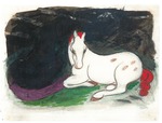 Marc, Franz - Liegendes weißes Pferd auf schwarzem Grund