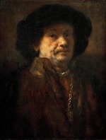 Rembrandt van Rhijn - Selbstbildnis im Pelz, mit Kette und Ohrring 