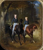 De Dreux, Alfred - Louis Philippe d'Orleans (1838-1894), Comte de Paris und sein Bruder Robert d'Orleans (1840-1910), Duc de Chartres im Parc de Cl