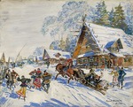 Korowin, Konstantin Alexejewitsch - Russisches Dorf im Winter
