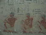 Altägyptische Kunst - Die Schreiber. Relief aus der Mastaba des Akhethotep in Sakkara. 5. Dynastie. Altes Königreich