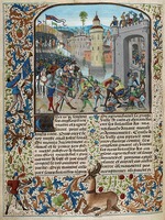 Unbekannter Künstler - Die Schlacht von Caen 1346 (Miniatur aus Grandes Chroniques de France von Jean Froissart)