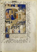 Unbekannter Künstler - Pierre Salmon überreicht dem König Karl VI. von Frankreich sein Manuskript. Aus: Réponses à Charles VI et Lamentations
